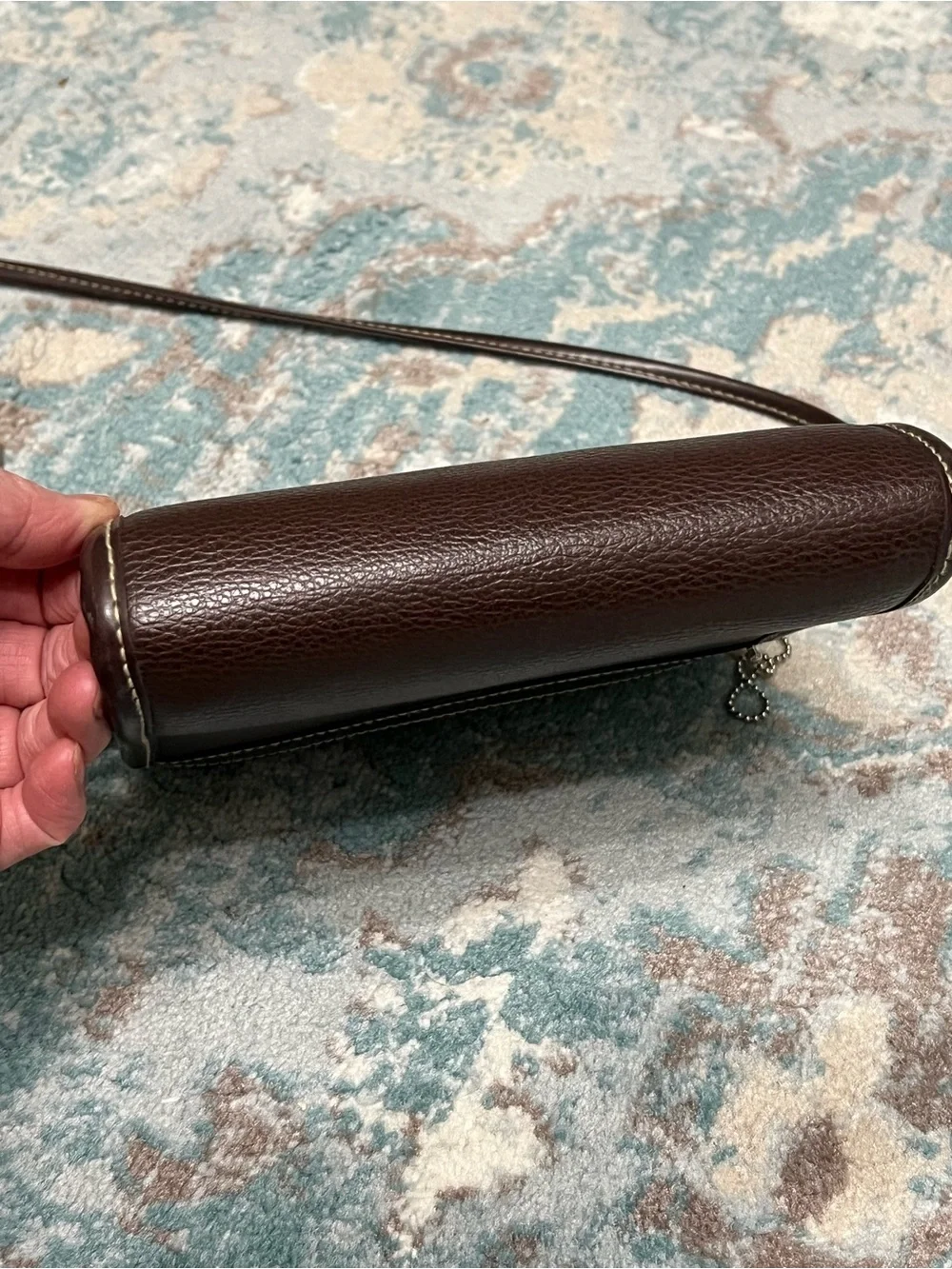 VINTAGE Esprit Dark Brown Leather Compact Messenger